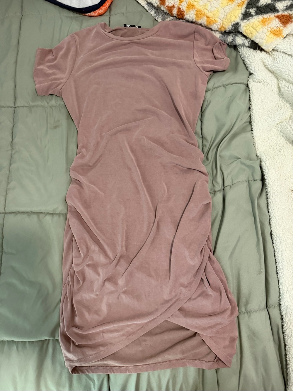 Express Mauve Short-Sleeve Ruched Tunic